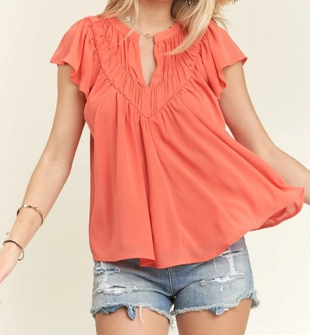 Shirring Detail Lovely Blouse